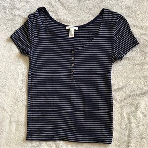 Striped scoop neck top